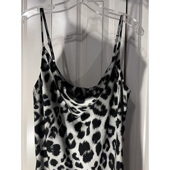 Glam Leopard Cowl Neck Mini Slip Dress-Women's Medium - Picture 2 of 11